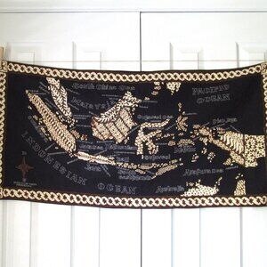 INDONESIA Souvenir Tea Towel Batik Keris Map Cotton Fabric Pacific Is. Danarhadi